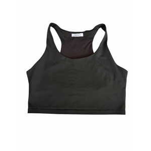 Laslulu Purple Ribbed Crop Tank - High Neck Workout Top - Size large